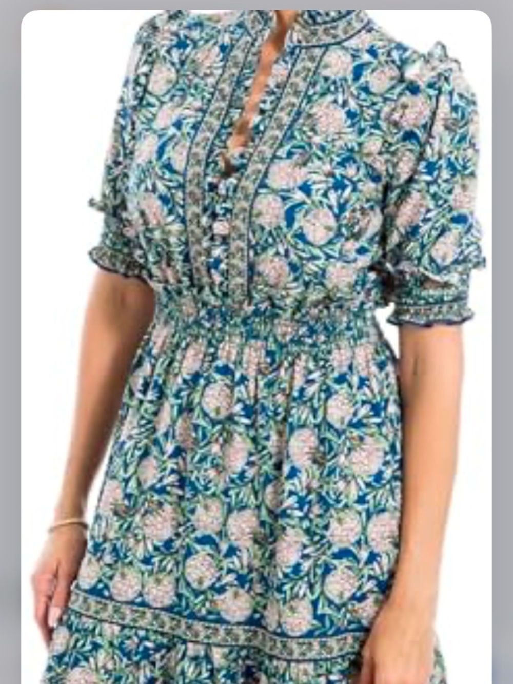 Max Studio blue and green puff sleeves floral maxi dress size 2X